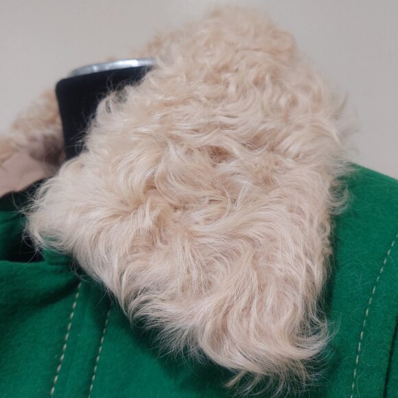 💥ABSOLUTELY STUNNING💥Wool & Curly Shearling Fur Military Jacket in Green - Picture 11 of 16